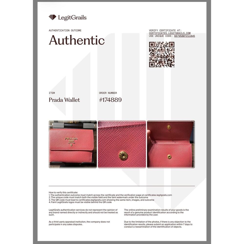 Prada Saffiano Leather Pink Compact Snap Wallet Authenticated - Picture 10 of 10